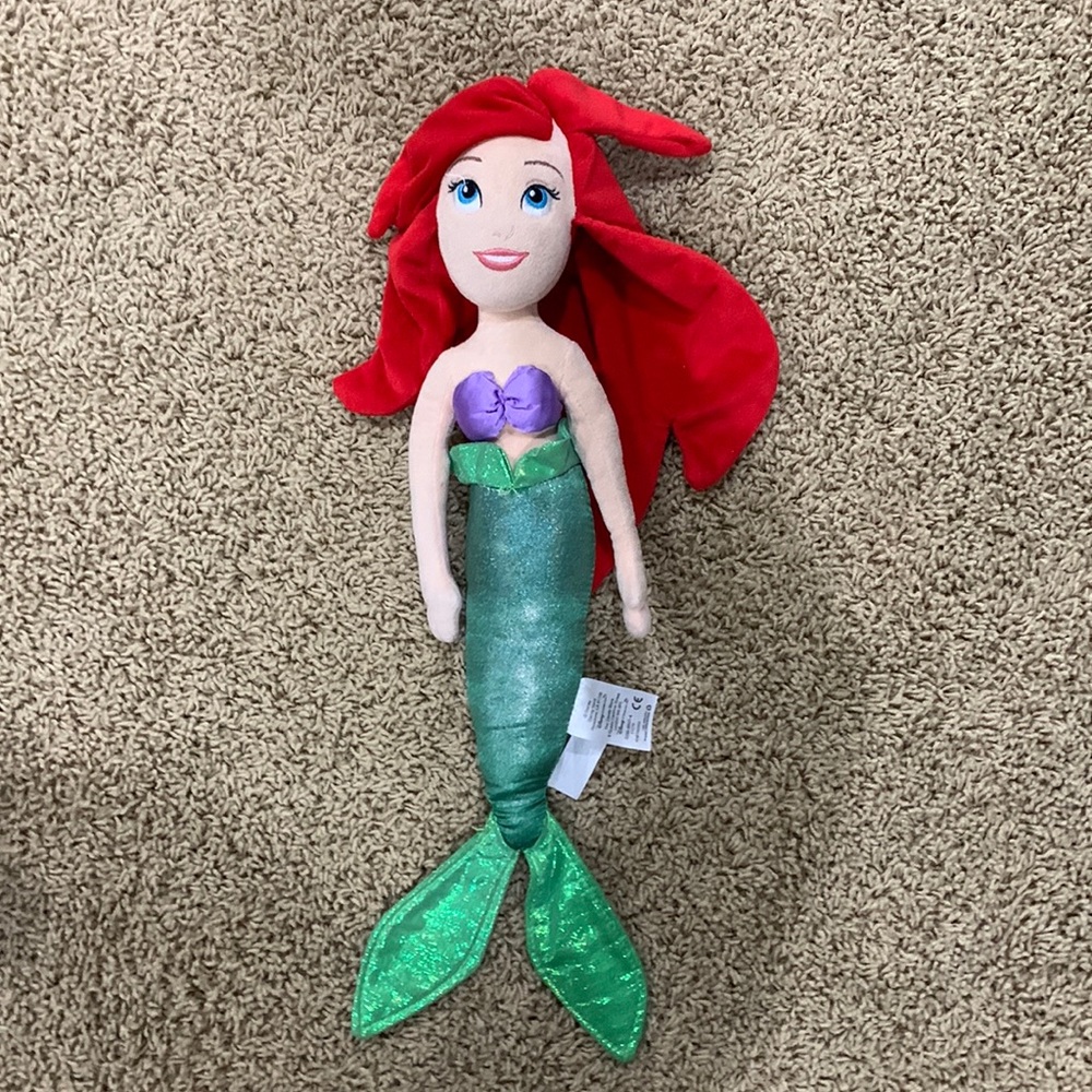 Disney green and red Ariel plush doll